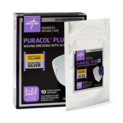 Medline Puracol Plus+ MSC8722EP Collagen Dressing w/ Silver, 2 x 2 in (50/Case)