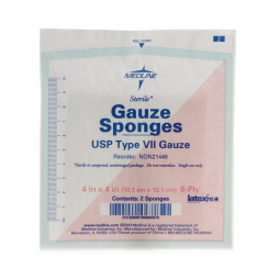 Medline NON21448 Sterile USP Type VII Gauze Sponge, 8 Ply, 4 x 4 in (50 2-packs per Box)