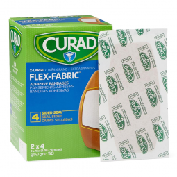 Medline Curad25524 Flex-Fabric Adhesive Strip Bandage, 2 x 4 in (50/Box)
