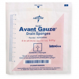 Medline NON256000-Avant Gauze Drain Sponge, 4 x 4 inch, I.V. & Tracheostomy Dressings (CS)