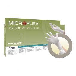 Soft White Nitrile* Microflex Medical TQ-601-S-Soft White Nitrile Exam Glove, Small, White (BX/100)