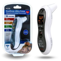 MOBI 70203 DualScan Ultra Pulse Talking Ear & Forehead Thermometer with Fingertip Pulse Monitor