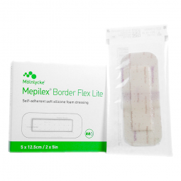 Mepilex Border Flex Lite Molnlycke 581100-Mepilex Border Flex Lite Silicone Foam Dressing, 2 x 5 in,