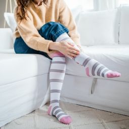 Motif AAB0002-03 Maternity Compression Socks-White/Pink/Gray - Large
