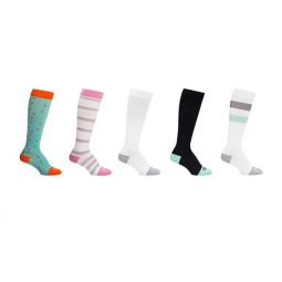 Motif AAB0005-04 Maternity Compression Socks- White/Gray/Green - X-Large