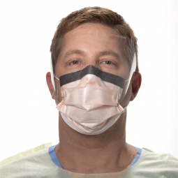 O&M Halyd 47147 FluidShield Procedure Mask with Eye Shield Anti-Fog Orange, Non-Sterile (BX/25)