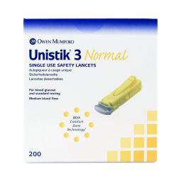 Owen Mumford Unistik 3 Normal Safety Lancets - 23 Gauge, 1.8 mm Depth, Medium Flow