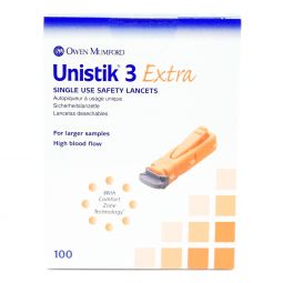 Owen Mumford Unistik 3 Extra Safety Lancets - 23 Gauge, 2 mm Depth, High Flow