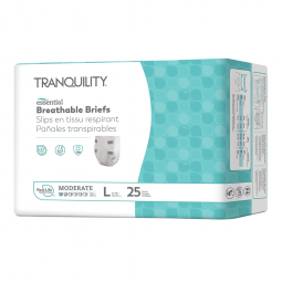 Tranquility Essential 2966 Incontinence Briefs, Moderate Absorbency, Large, 25/Bag