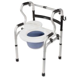 PCP 5024 5-in-1 Mobility & Bathroom Aid - Commode, Walker, Shower Seat & More - Silver on Black