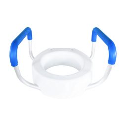 PCP 7027 Elevated Toilet Seat, 4 Inch Riser with Removable Side Rails - White/Blue - Removable Arms 
