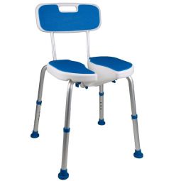 PCP 7105 Adjustable Padded Bath Safety Seat with Hygienic Cutout with Backrest - Blue