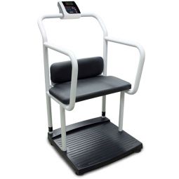 Rice Lake 250-10-4 Bariatric Scale with Handrail and Seat - 1000 lb / 450 kg Capacity