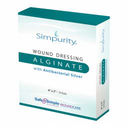 Simpurity Safe N Simple SNS51720-Simpurity Silver Calcium Alginate Dressing, 4 x 5 in, Silver Dressi