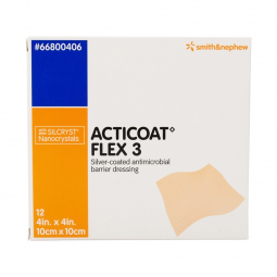 Acticoat Flex 3 Smith & Nephew 66800406-Acticoat Flex 3 Silver Dressing, 4 x 4 Inch, Silver Dressing