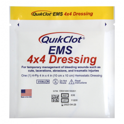QuickClot EMS Teleflex 636-Hemostatic Dressing QuickClot EMS 4 x 4 in 1 per Pack Sterile, Hemostatic