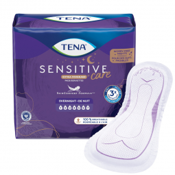 Tena Sensitive Care Extra Coverage 54282 Overnight Bladder Control Pad, 16 in (BG)