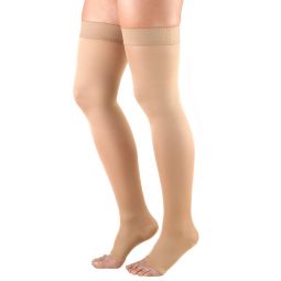 Truform 0362 Opaque Thigh-High Compression Stockings - Open Toe - 20-30 mmHg