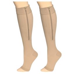 Truform 0675 Zipper Compression Stockings - Open Toe - 15-20 mmHg