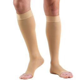 Truform 0864 Knee-High Compression Stockings - Open Toe - Dot Top - 20-30 mmHg - Beige