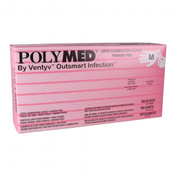 Polymed Ventyv PM103-Polymed Latex Exam Glove, Medium (BX/100)