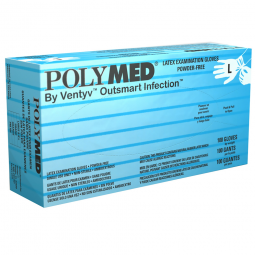 Polymed Ventyv PM104-Polymed Latex Exam Glove, Large (BX/100)