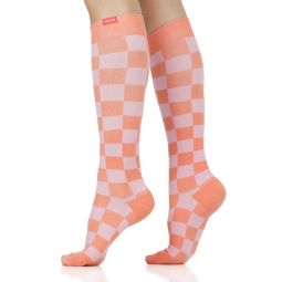 VIM & VIGR Check Mate Pink & Salmon Merino Wool Compression Socks
