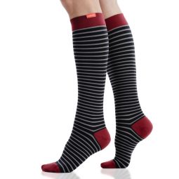 VIM & VIGR Little Stripe Black & Gray Nylon Compression Socks - 30-40 mmHg