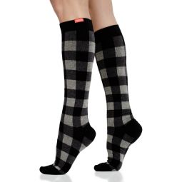 VIM & VIGR Montana Plaid Heathered Gray Cotton Compression Socks