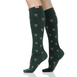 VIM & VIGR Petite Bows Hunter & Carnation Merino Wool Compression Socks