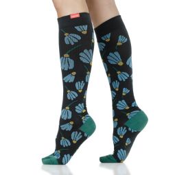 VIM & VIGR Whimsy Black & Sky Cotton Compression Socks