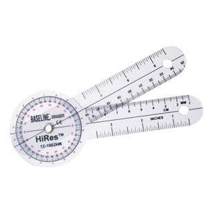 Baseline 12-1002HR HiRes Plastic Goniometer w/ 360° Head-6" Arms