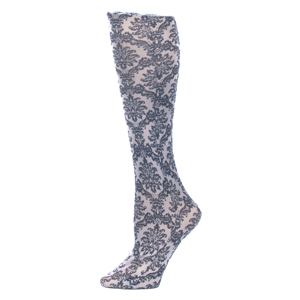 Celeste Stein 15-20 mmHg Compression Sock-Victorian Damask on Grey