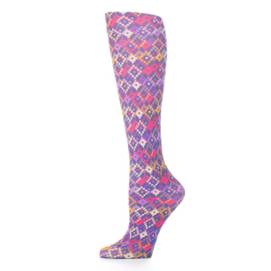Celeste Stein Womens 15-20 mmHg Compression Sock-Purple Dot Matrix