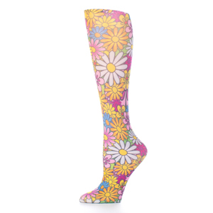 Celeste Stein Womens 15-20 mmHg Compression Sock-Colorful Daisies