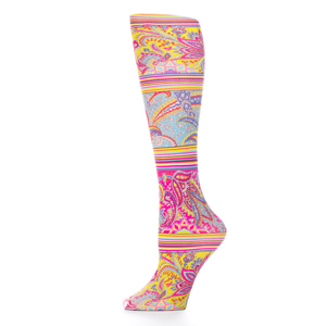 Celeste Stein Womens 15-20 mmHg Compression Sock-Bright Paisley