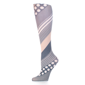 Celeste Stein Womens 15-20 mmHg Compression Sock-Diagonal Dots Black