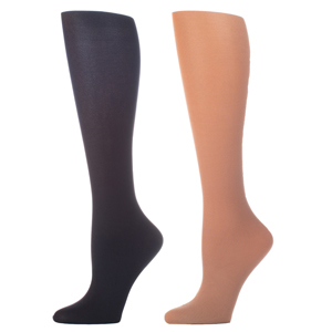 Celeste Stein Womens 15-20 mmHg Compression Sock-Black & Nude (2 Pack)