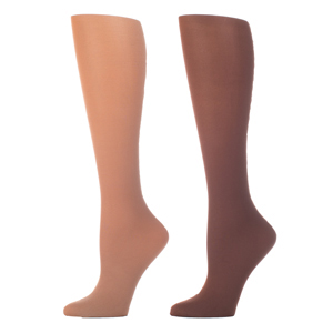 Celeste Stein Womens 15-20 mmHg Compression Sock-Nude Brown (2 Pack)