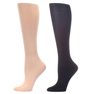 Celeste Stein Womens 15-20 mmHg Compression Sock-Skin Black (2 Pack)