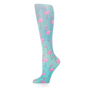 Celeste Stein Womens 8-15 mmHg Compression Sock-Flamingos N Pearls