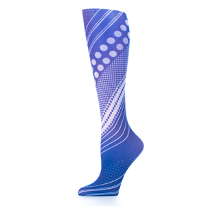 Celeste Stein Womens 8-15 mmHg Compression Sock-Diagonal Dots Blue