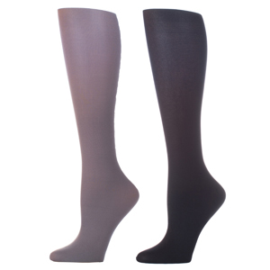 Celeste Stein Womens 20-30 mmHg Compression Sock-Grey Black (2 Pack)