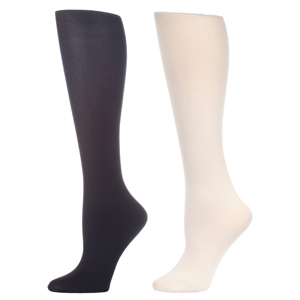 Celeste Stein Womens 20-30 mmHg Compression Sock-White Black (2 Pack)