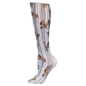 Celeste Stein Womens 8-15 mmHg Compression Sock-Queen-Jumping Horses