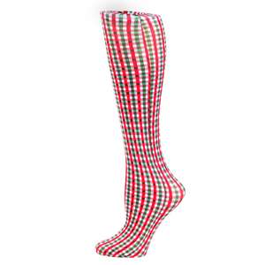Celeste Stein Womens 15-20 mmHg Compression Sock-Queen-Holiday Check