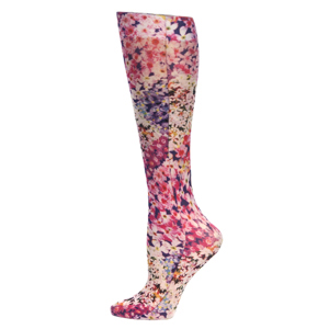 Celeste Stein Womens 20-30 mmHg Compression Sock-Queen-Wall of Flowers