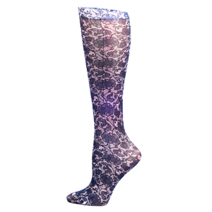 Celeste Stein Womens 20-30 mmHg Compression Sock-Queen-Navy Lace
