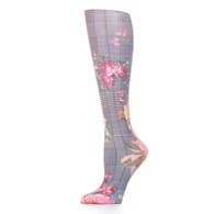Celeste Stein Womens Compression Sock-Flower Plaid