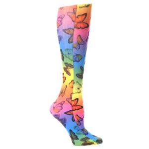 Celeste Stein Womens Compression Sock-Rainbow Butterflies